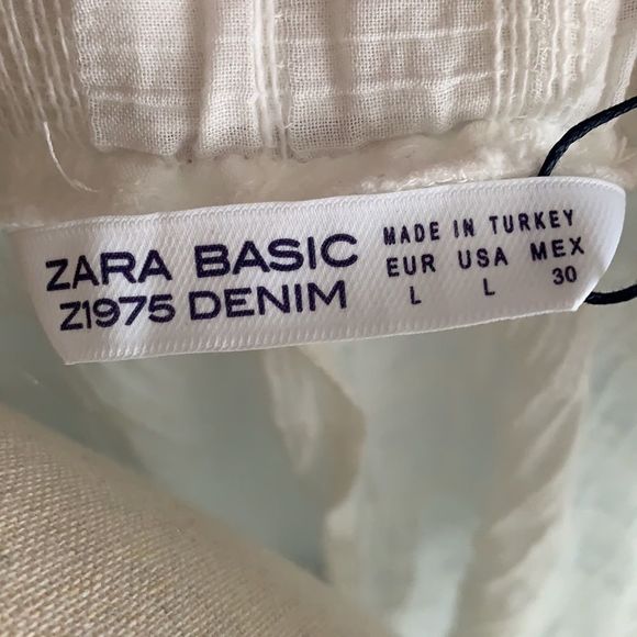 Zara Basic Z1975 Denim off white, open neckline top - Picture 6 of 7